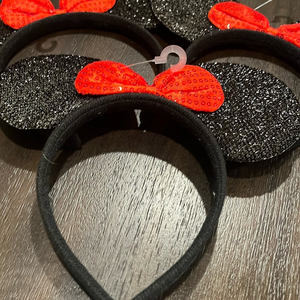 Mouse Ears-Black and Red Sequined